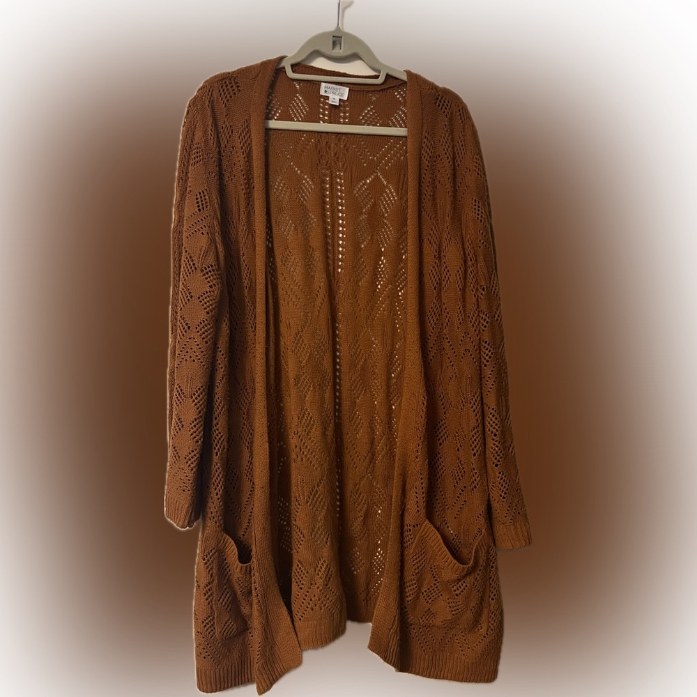Market & Spruce Cecily Pointelle Open Duster Cardigan XXL